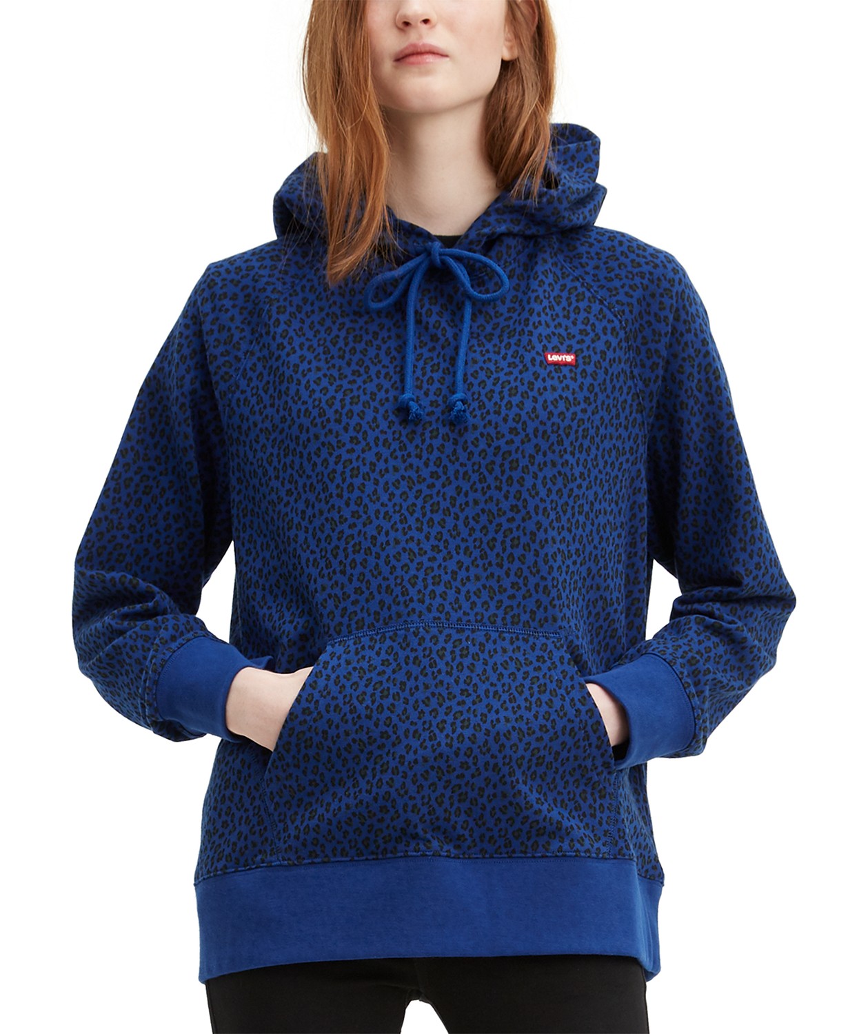 Levi's Women's Animal Print Logo Hoodie Blue Size X-Small