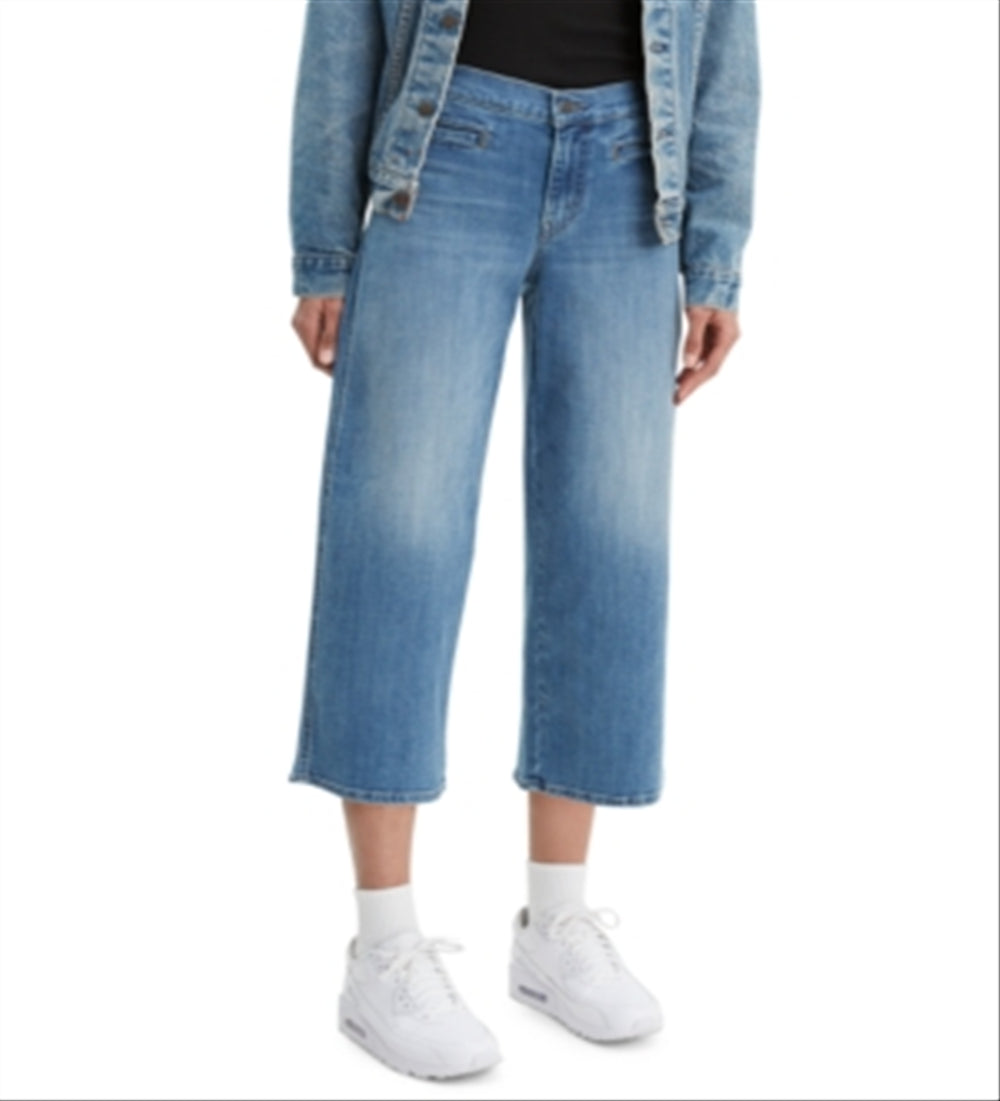 Levi's Women's Classic Cropped Wide Leg Jeans Blue Size 14