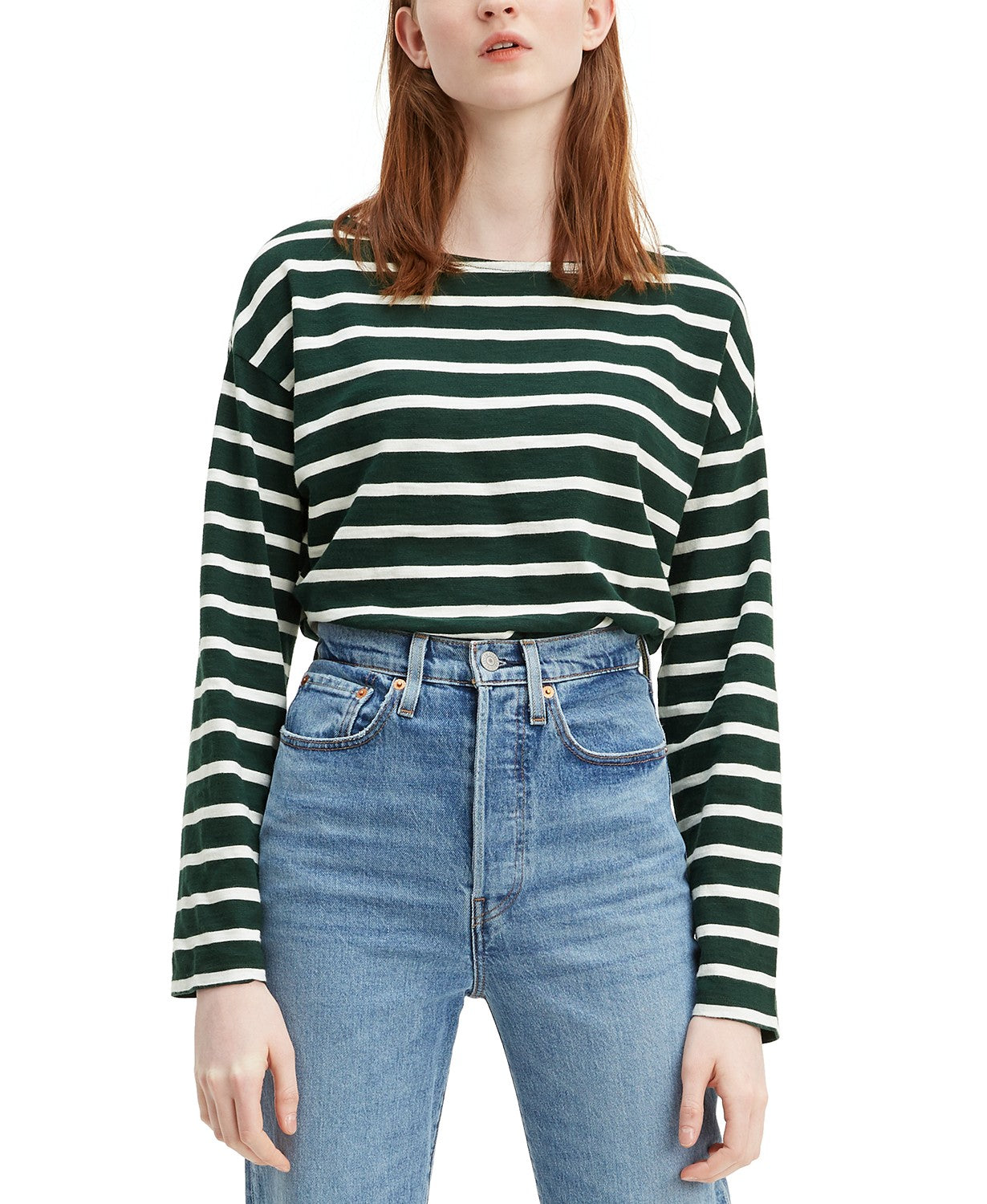 Levi's Women's Cora Cotton Sailor T-Shirt Green Size Medium
