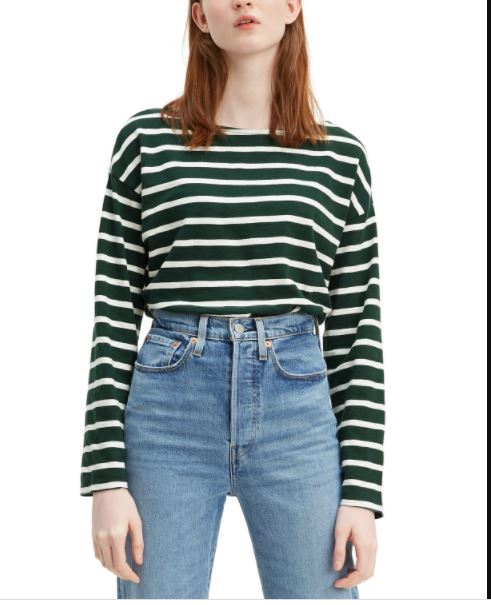 Levi's Women's Cora Cotton Sailor T-Shirt Green Size X-Small