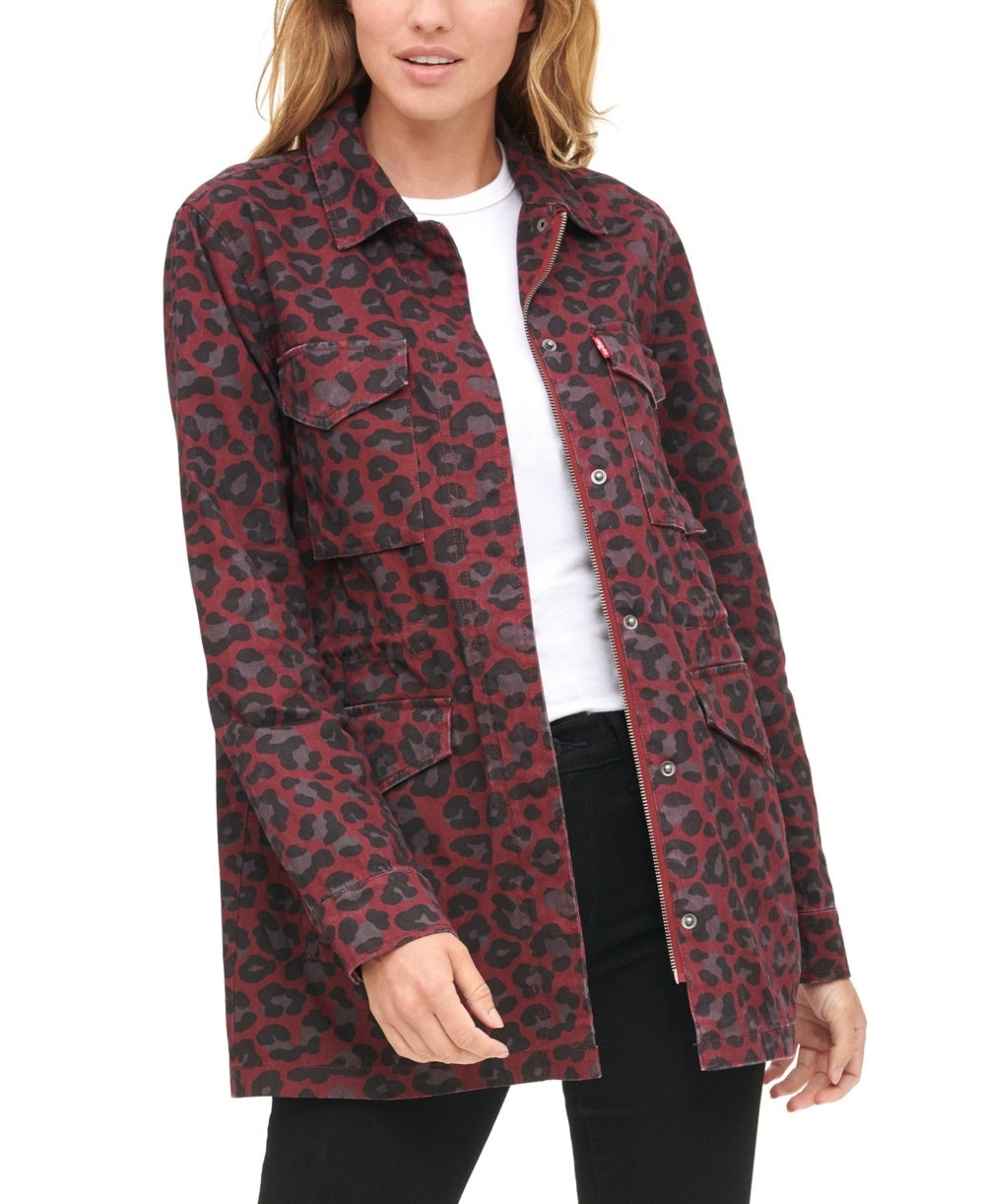 Levi's Women's Cotton Oversize Military Jacket Red Purple Size X-Small