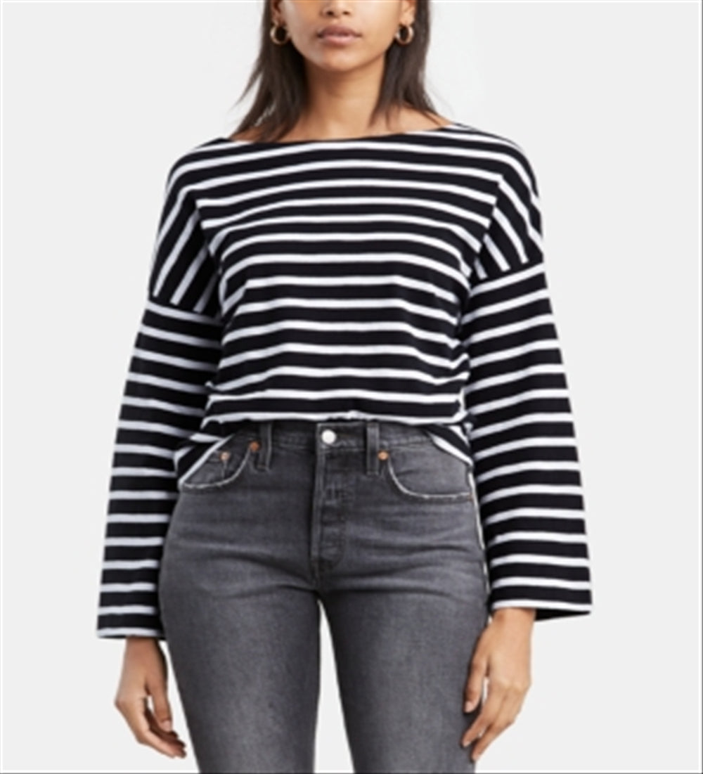 Levi's Women's Cotton Striped Top Black Size Medium