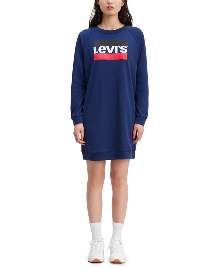 Levi's Women's Crew Sweatshirt Dress Blue Size X-Small