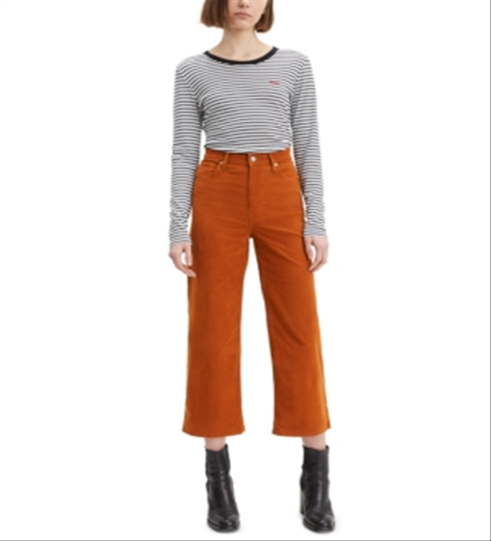 Levi's Women's Cropped Wide Leg Corduroy Pants  Brown Size 32X25
