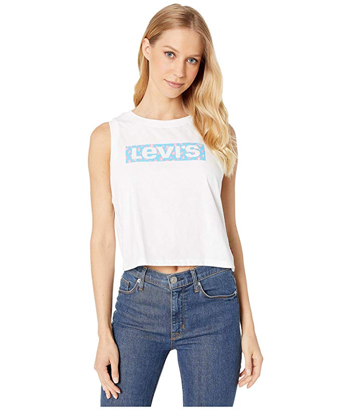 Levi's Women's Graphic Crop Tank White Size X-Large