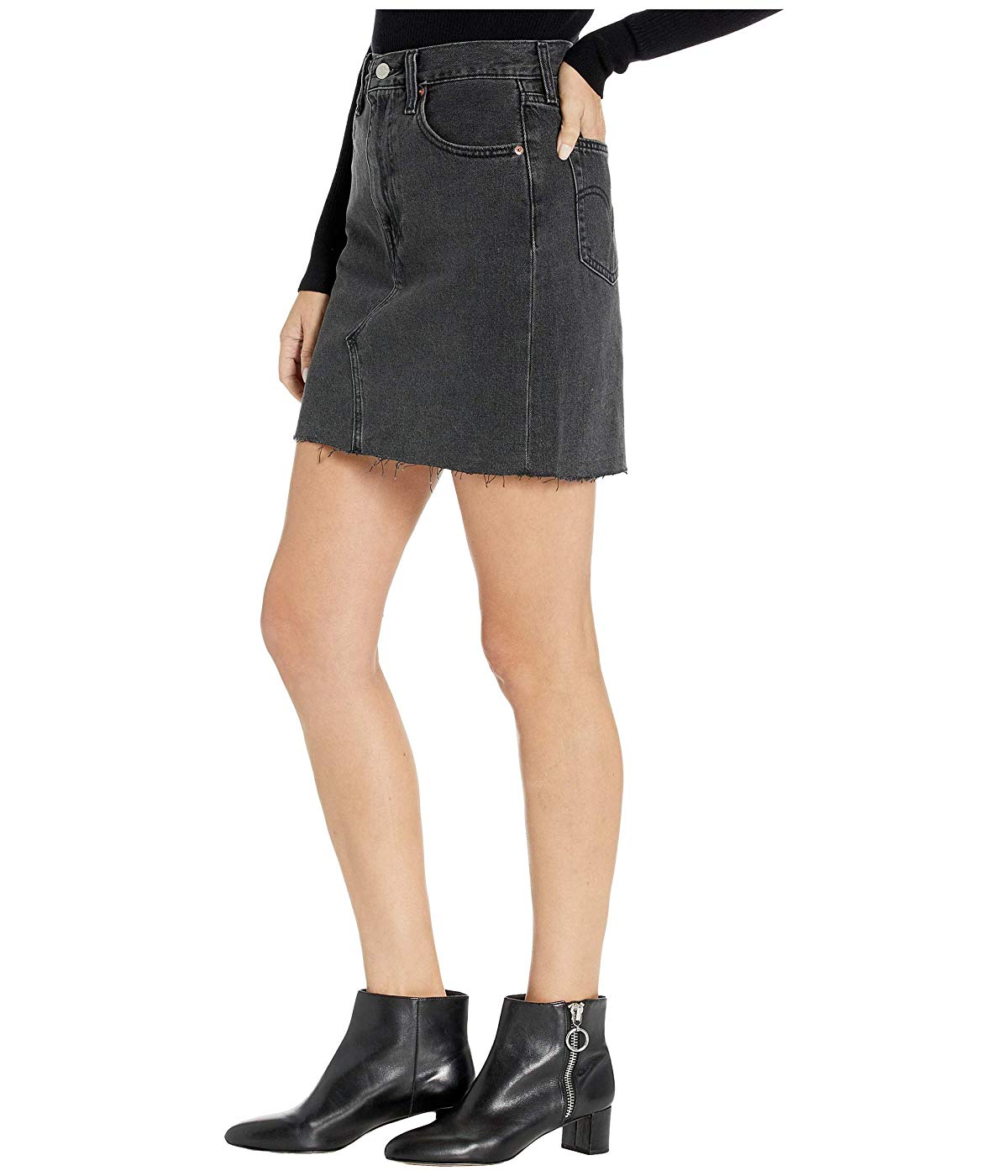 Levi's Women's High Rise Deconstructed Iconic Skirt Black Size 26W