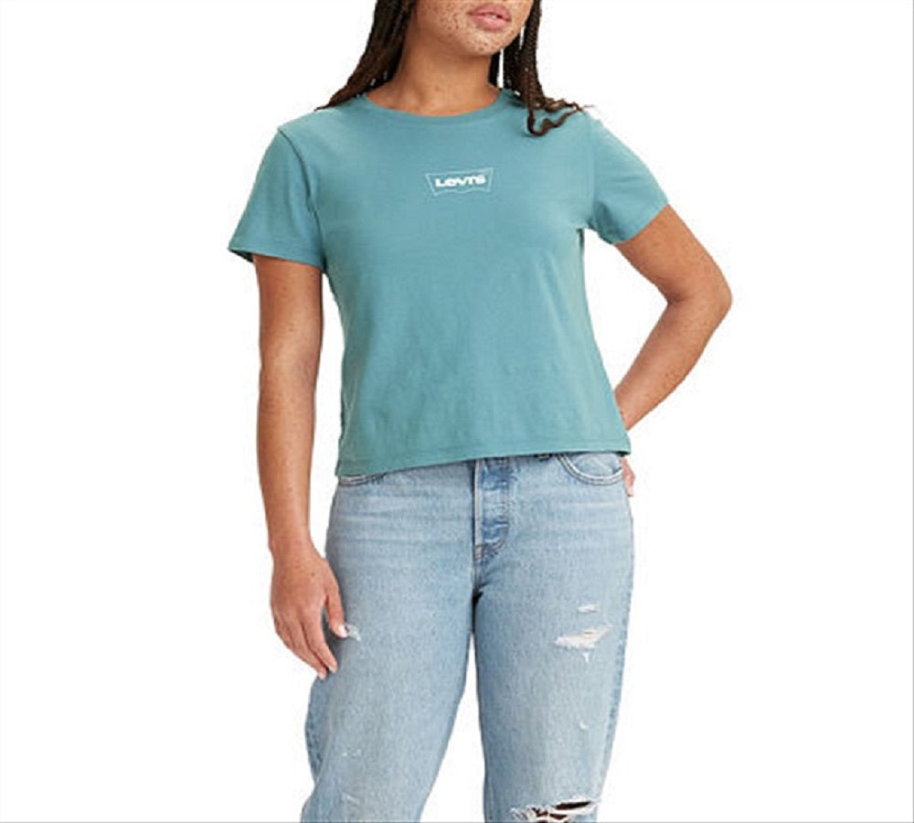 Levi's Women's Jordy Crew Neck Short Sleeve T-Shirt Blue Size X-Large