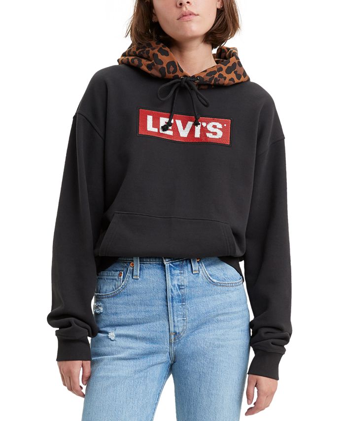 Levi's Women's Limited Unbasic Cotton Graphic Sport Hoodie Black Size Medium