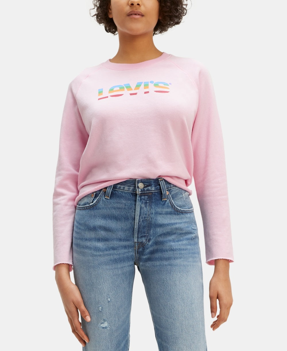 Levi's Women's Logo Print Cotton Cropped Top Pink Size Small