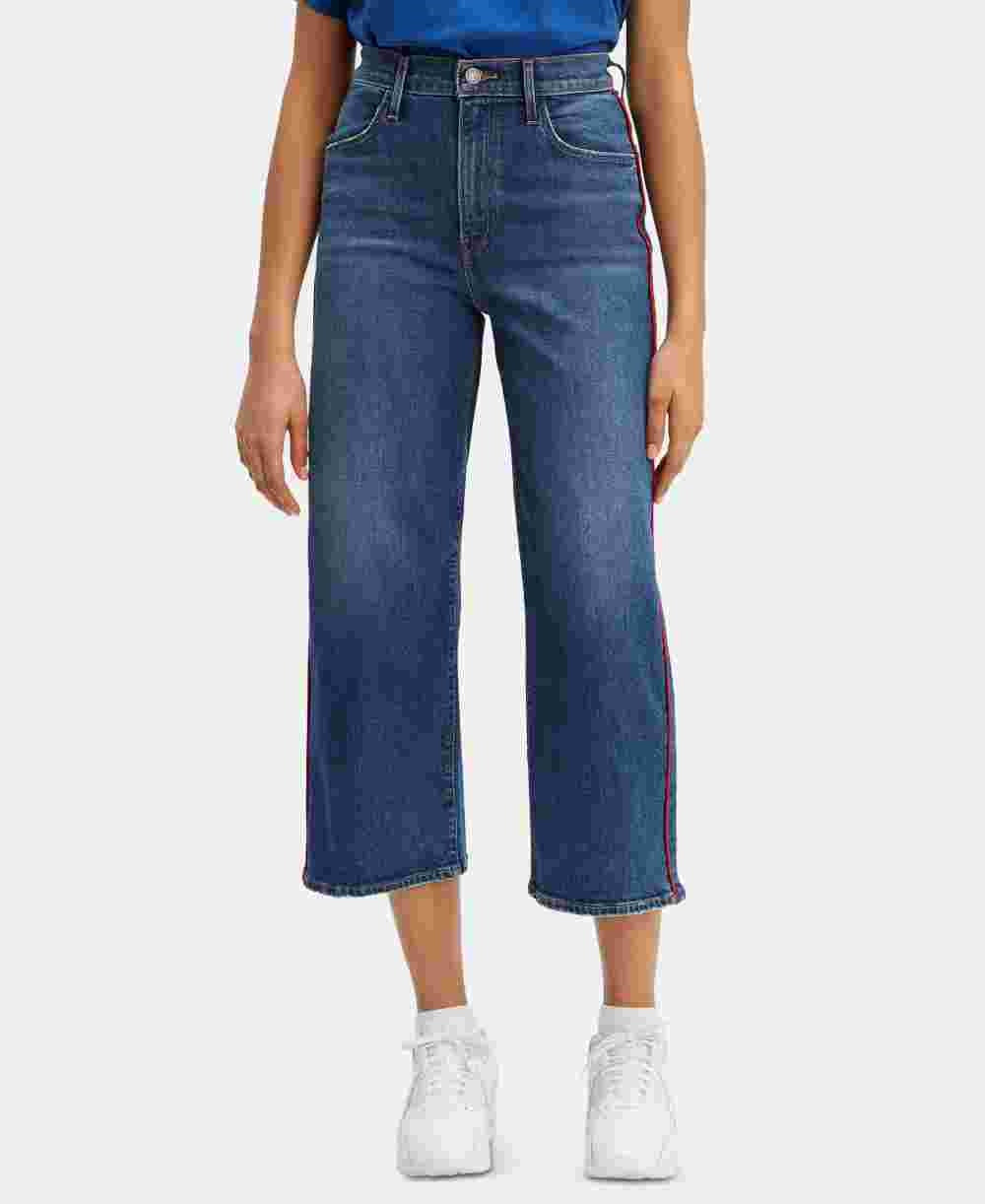 Levi's Women's Mile High Cropped Wide Leg Jeans Blue Size 31x25