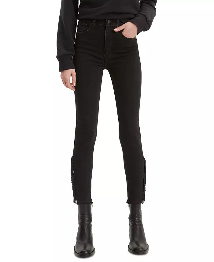 Levi's Women's Mile High Fringed Skinny Ankle Jeans Black Size 25W