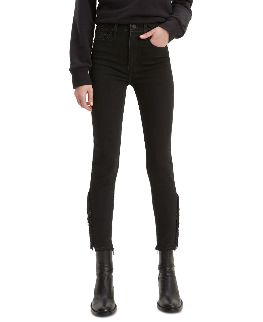 Levi's Women's Mile High Fringed Skinny Ankle Jeans Black Size 32