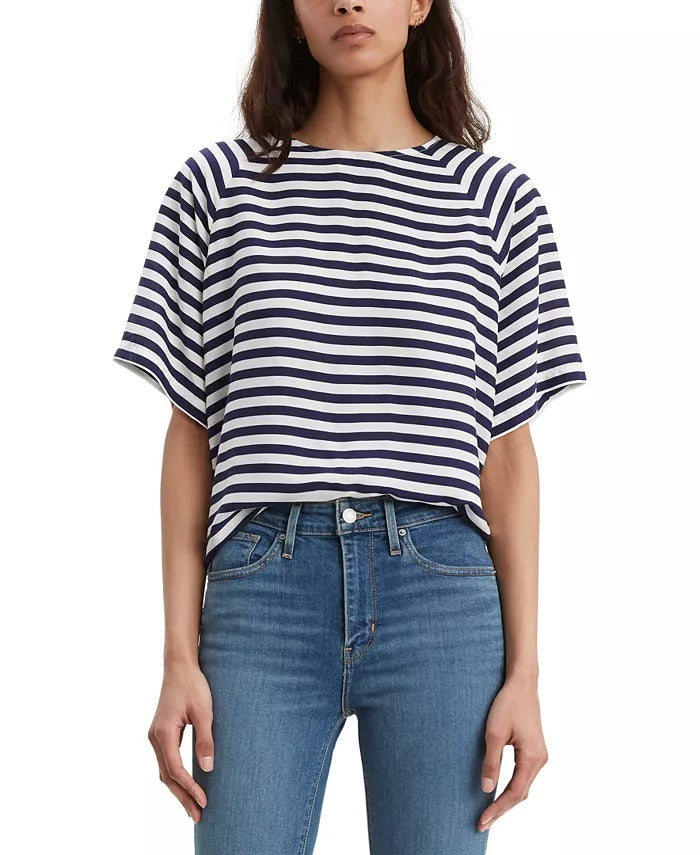 Levi's Women's Miranda Striped Crewneck T-Shirt Navy Size Small