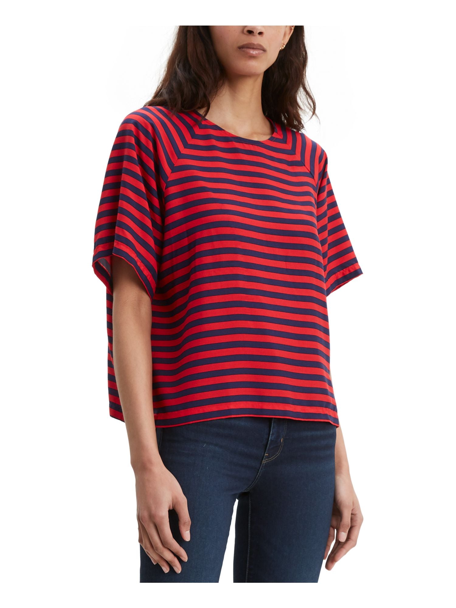 Levi's Women's Miranda Twill Striped Pullover Top Red Size Small