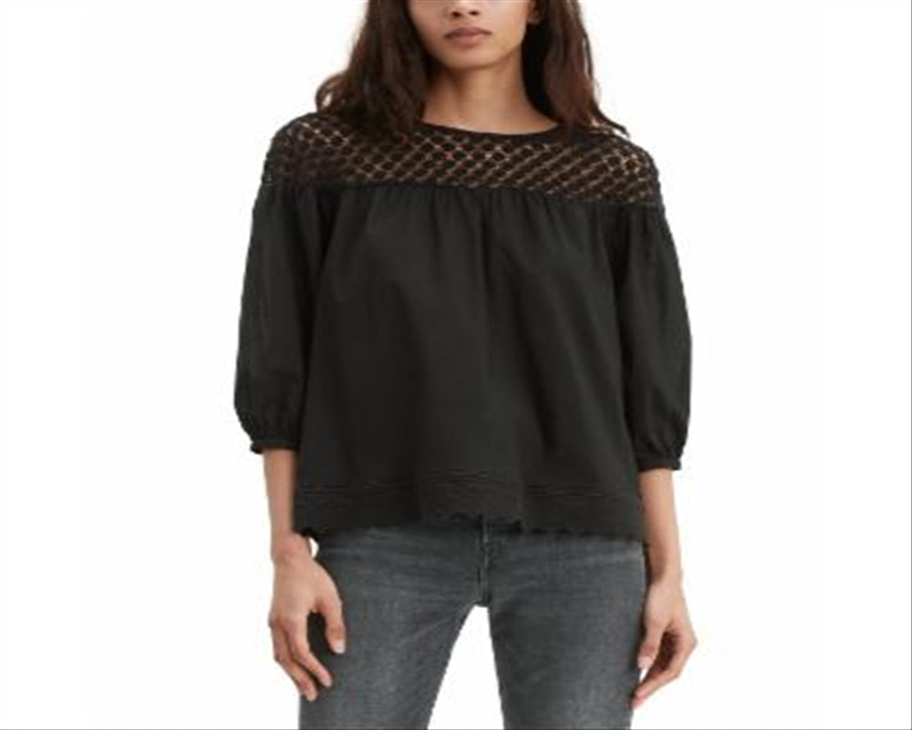 Levi's Women's Noe Lace Contrast T-Shirt Black Size X-Small