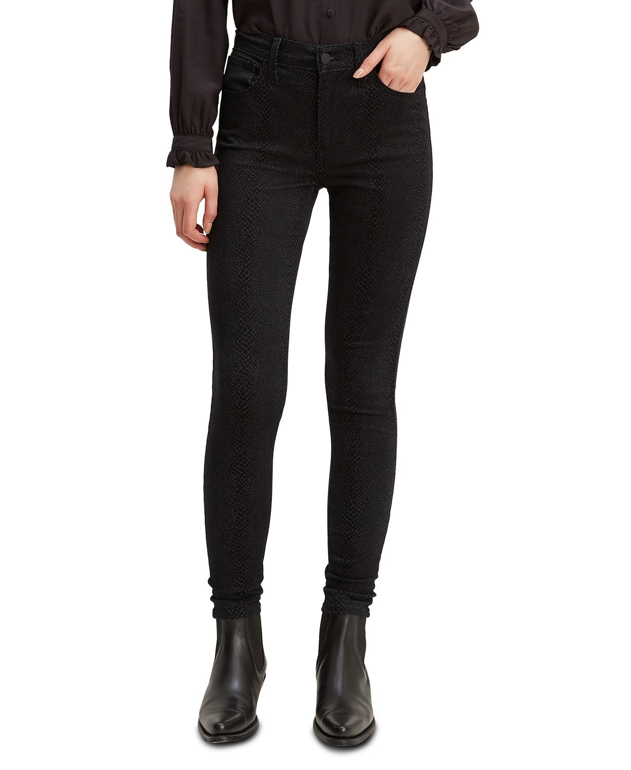 Levi's Women's Python-Print High-Rise Super SkinnyBlack Size 27x30
