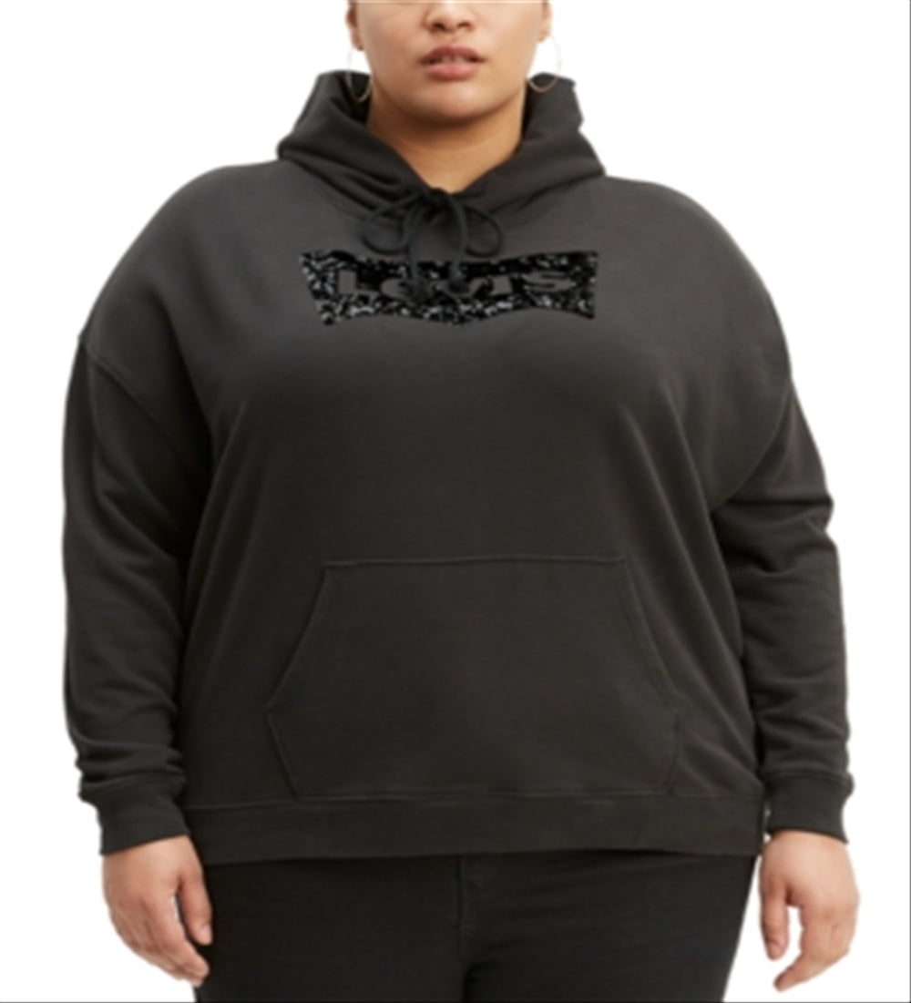 Levi's Women's Sequin Logo Hoodie Sweatshirt Black Size 3X