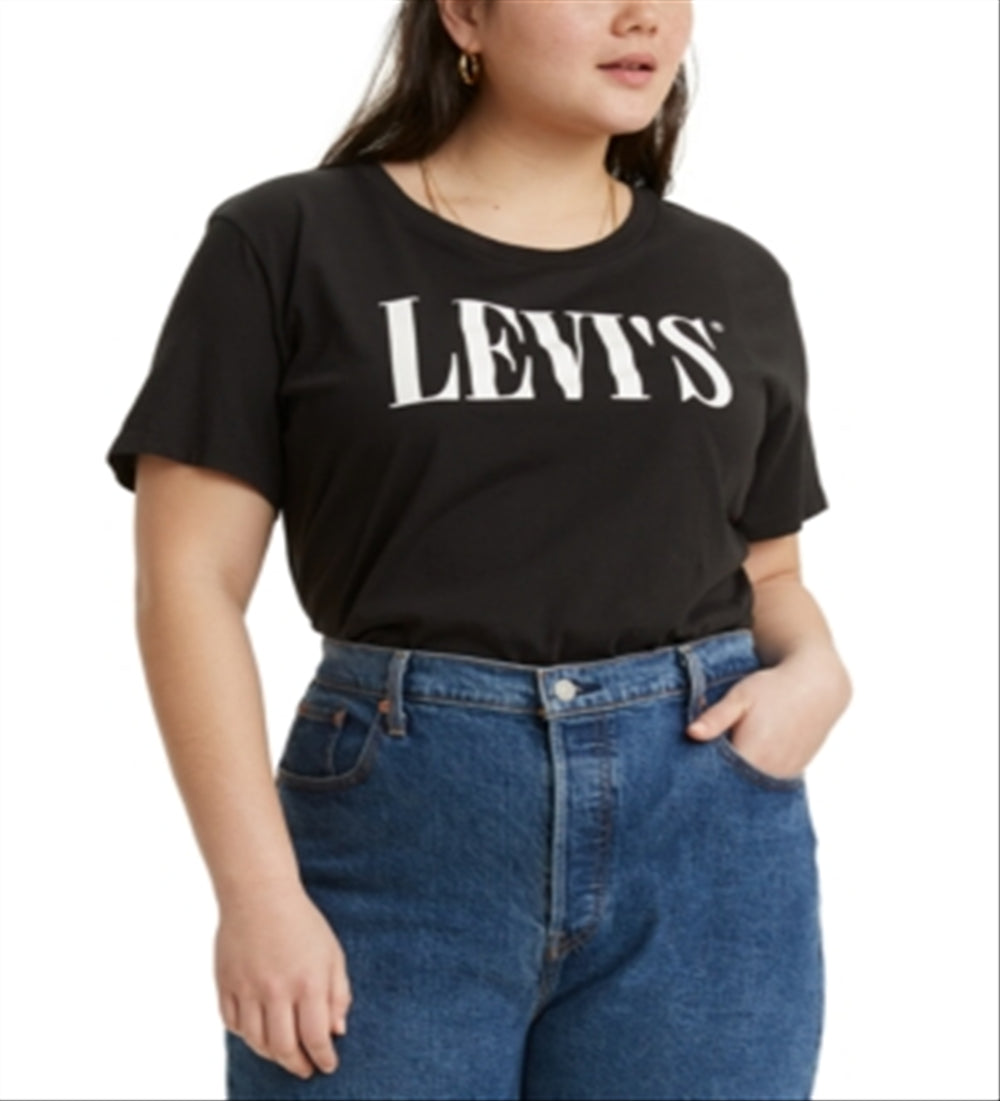 Levi's Women's Serif Logo Perfect Shirts Tee Black Size 1X