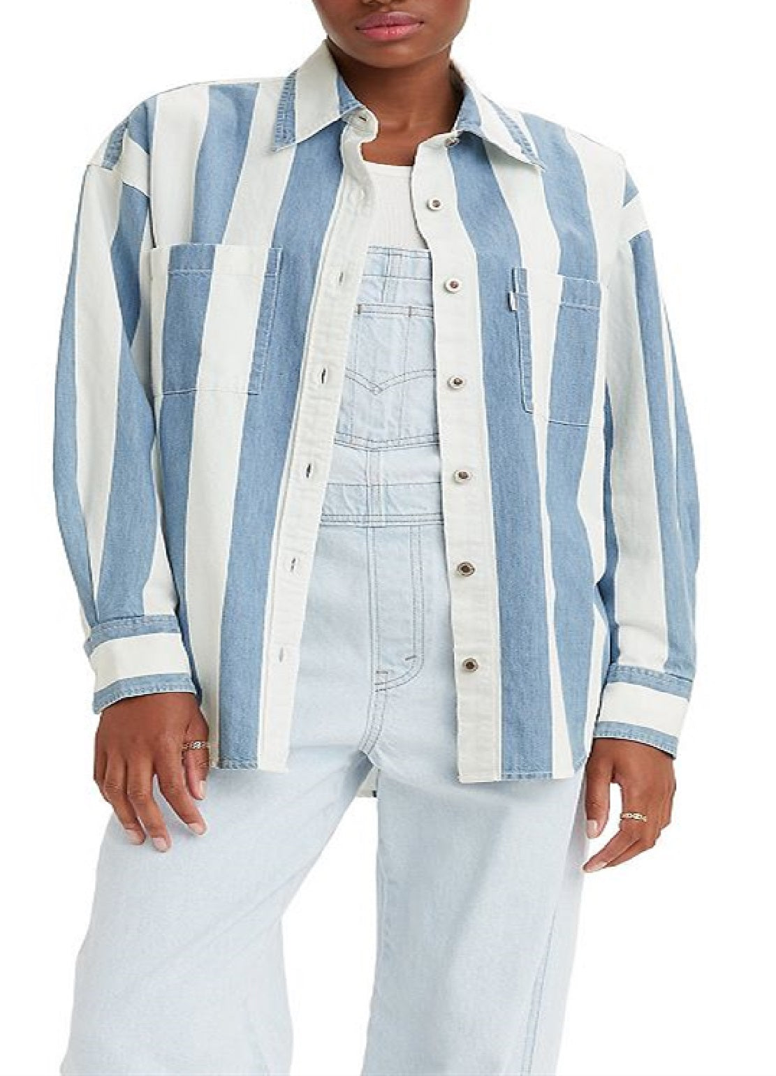 Levi's Women's Silvertab Button Down Oversized Print Shirt Blue Size Medium