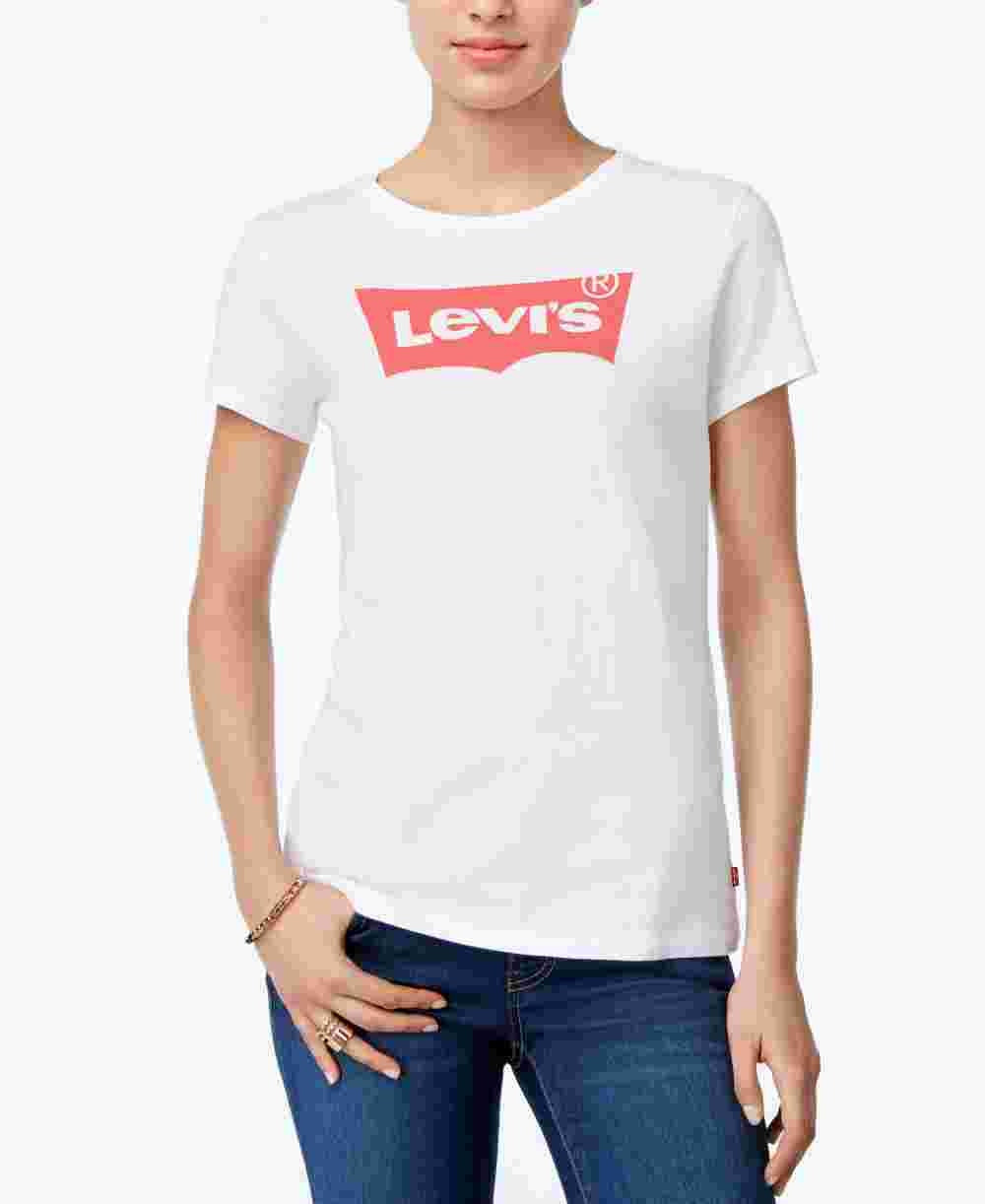 Levi's Women's Slim Logo Graphic T-Shirt White Size X-Large