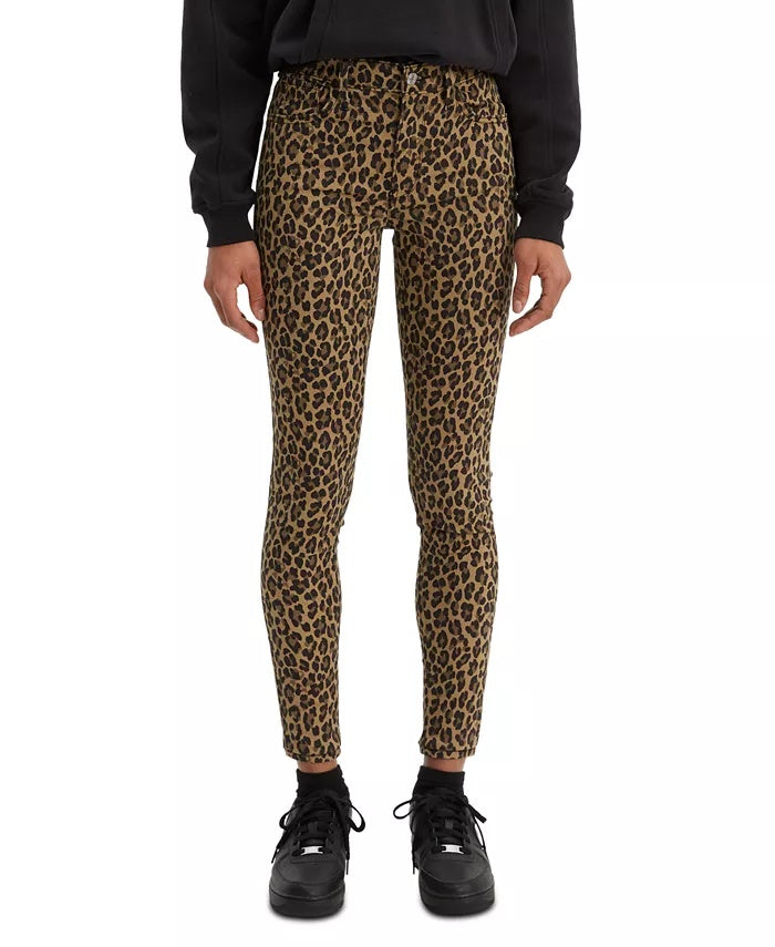 Levi's Women's Stretch Pocketed Zippered Super Skinny Animal Print High Waist Jeans Brown Size 30X30