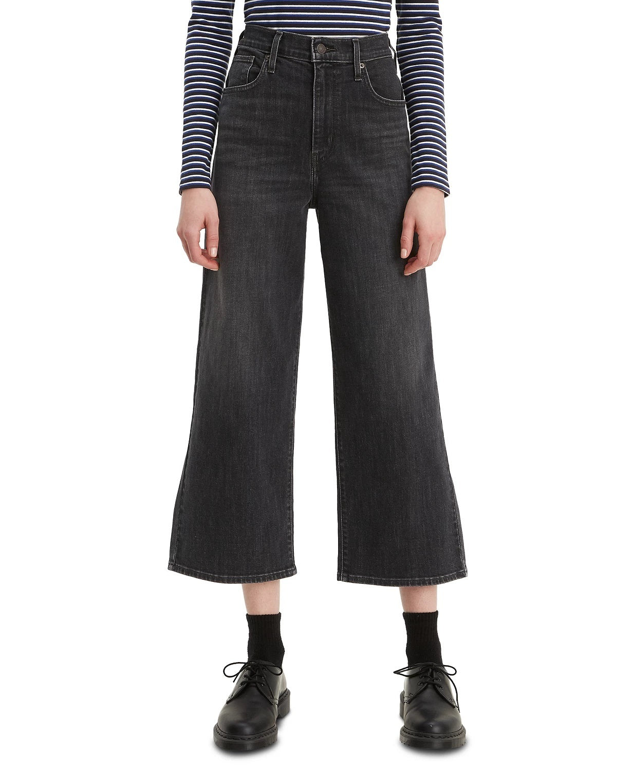 Levi's Women's Super Wide Leg Cropped Jeans Black Size 32X25