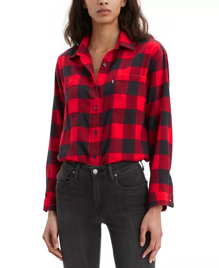 Levi's Women's sutility Shirt Red Size Medium