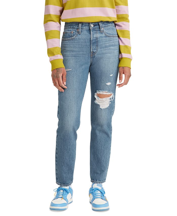 Levi's Women's Wedgie High Rise Ripped Icon Jeans Blue Size 24