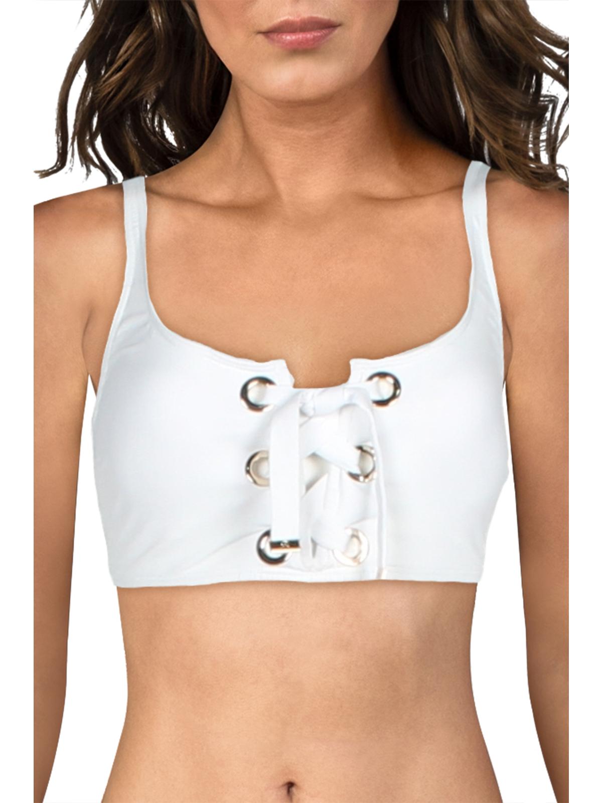 Michael Kors Women's Lace Up Bikini Top Swimsuit White