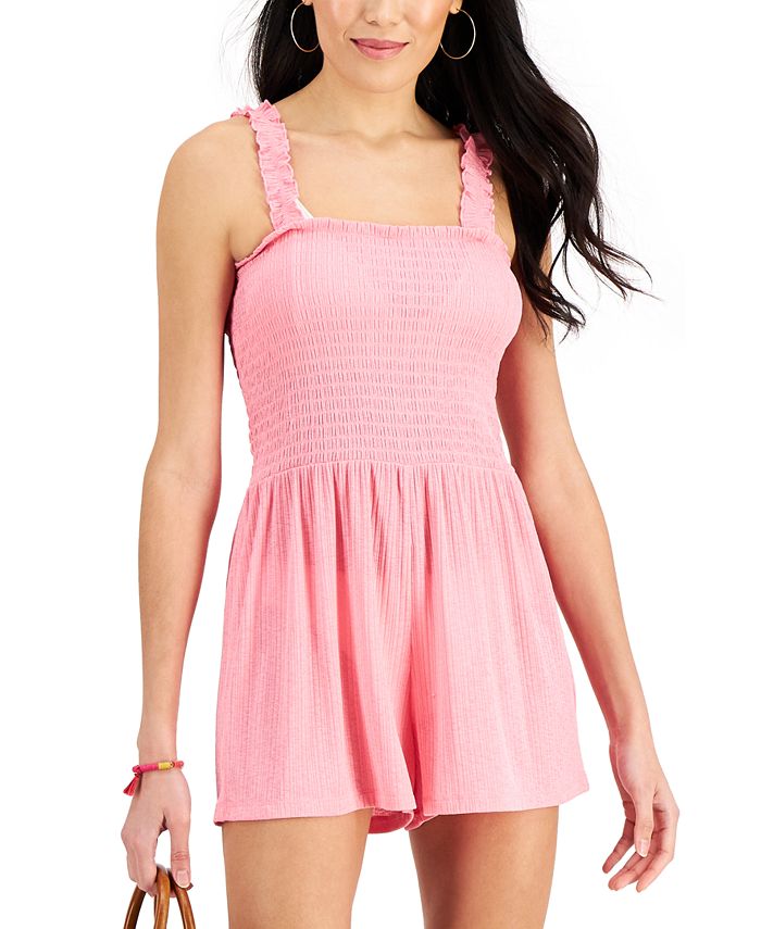 Miken Junior's Scrunchie Strap Cover Up Romper Swimsuit Pink