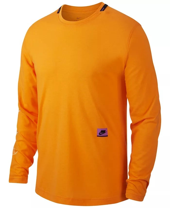 Nike Men's Dri-FIT Long-Sleeve Training Top Orange