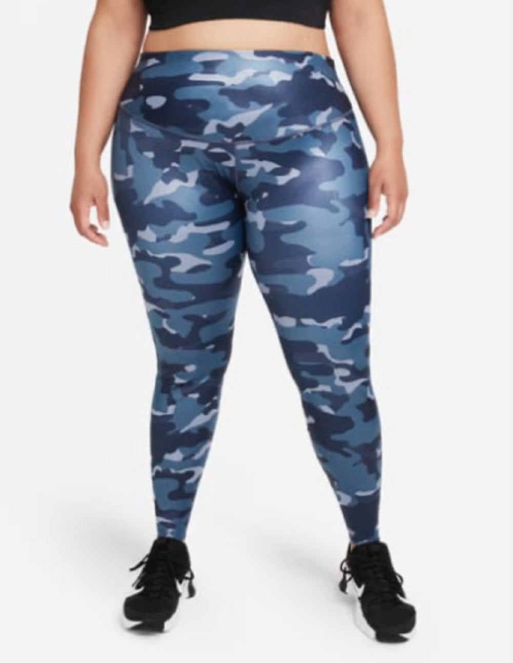 Nike Women's Dri Fit Mid Rise Camo Print Leggings Blue Size 2X