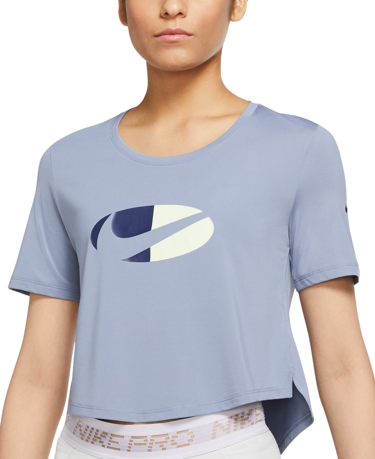 Nike Women's Dri Fit One Cropped Top Blue Size X-Small