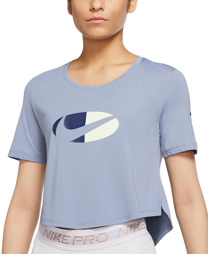Nike Women's Dri Fit Plus Logo Cropped Top Blue Size 3X