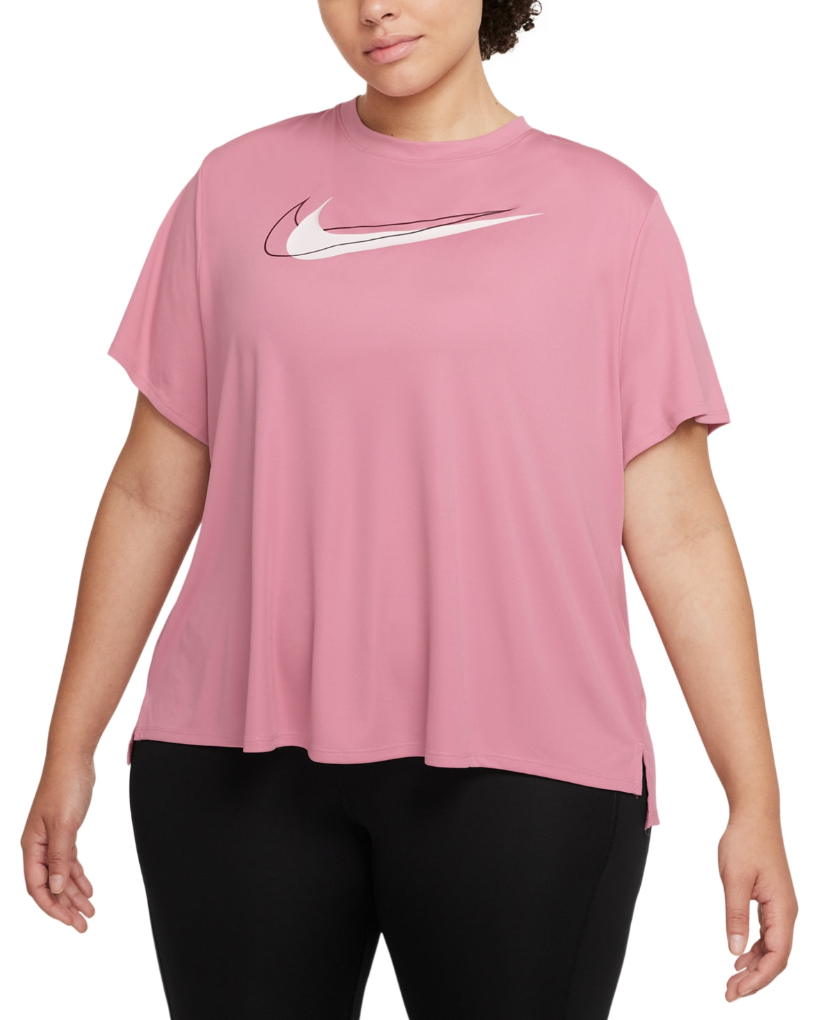 Nike Women's Dri Fit Swoosh Run Running Top Pink Size 1X