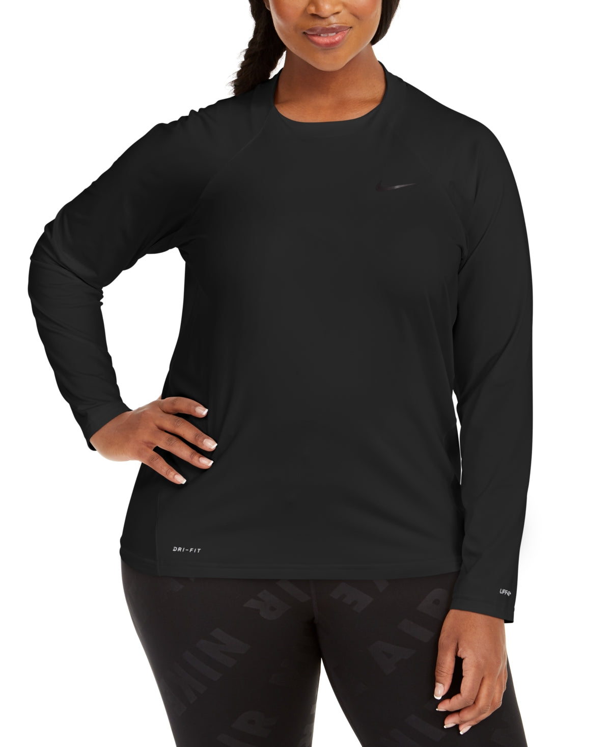 Nike Women's Essential Long Sleeve Hydro Rash Guard Swimsuit Black Size 1X