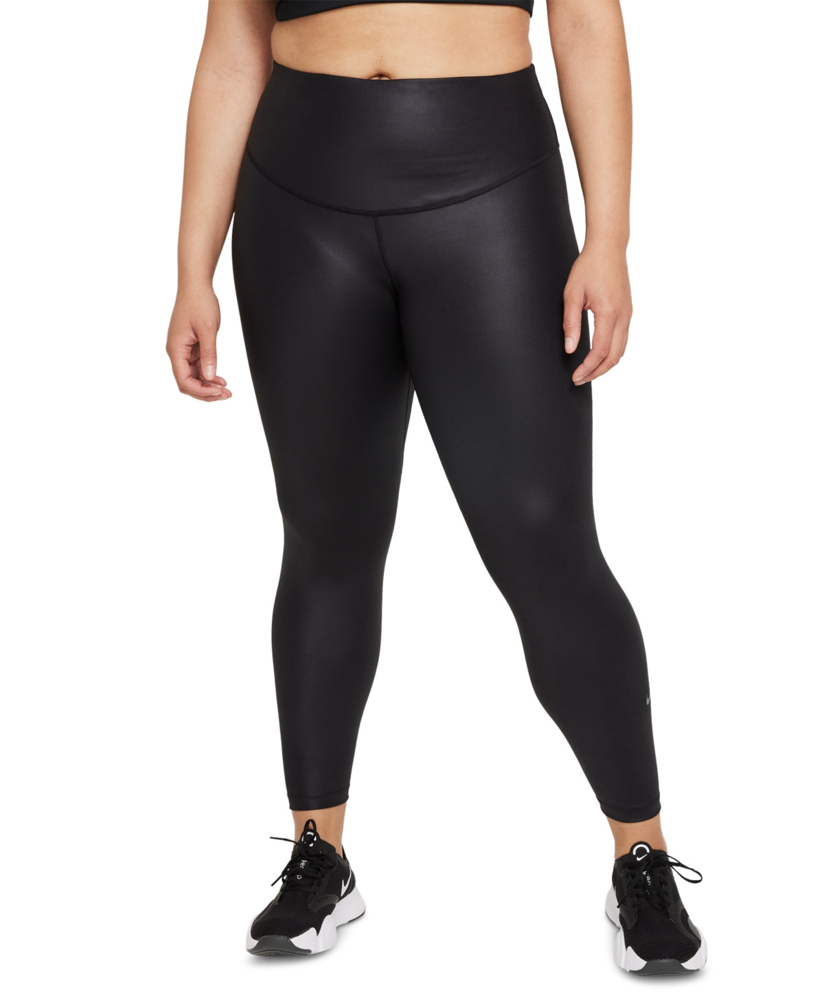 Nike Women's One Faux Leather Mid Rise 7/8 Leggings Black Size 1X