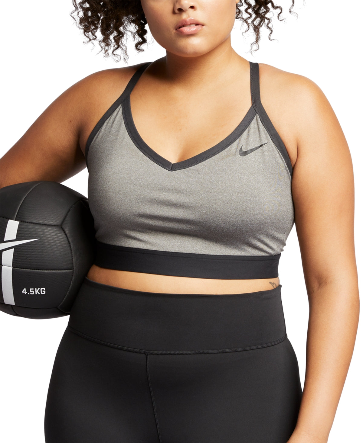 Nike Women's Plus Solid Indy Sports Bra Gray Size 1X