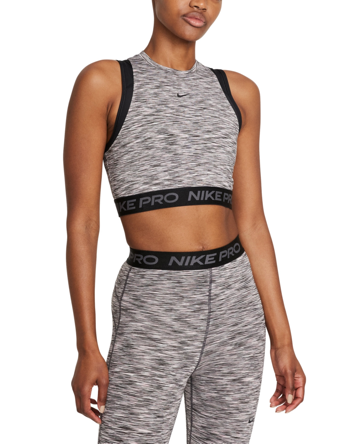 Nike Women's Pro Space Dye Crop Tank Top Black Size X-Small
