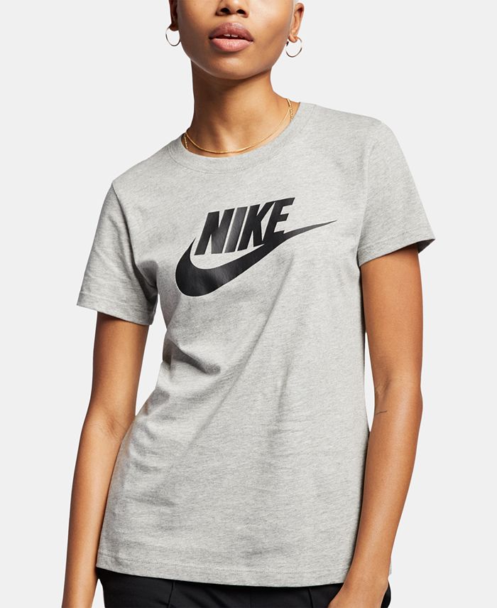 Nike Women's Sportswear Cotton Logo T-Shirt Gray- Size XS