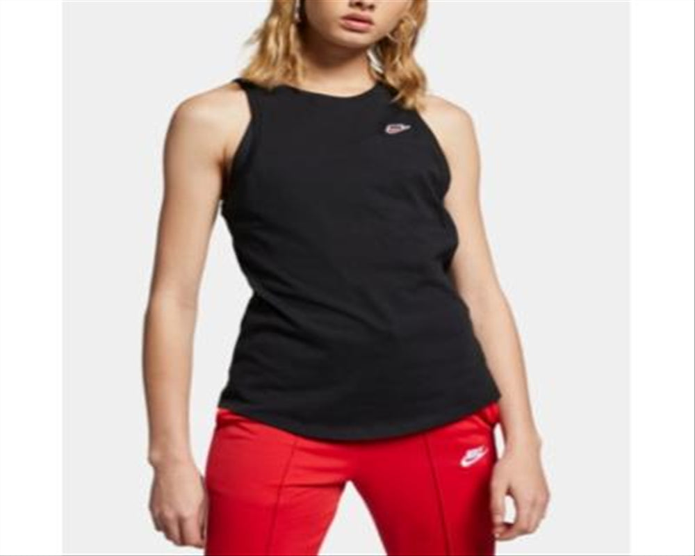 Nike Women's Sportswear Cotton Racerback Tank Top Black Size Medium