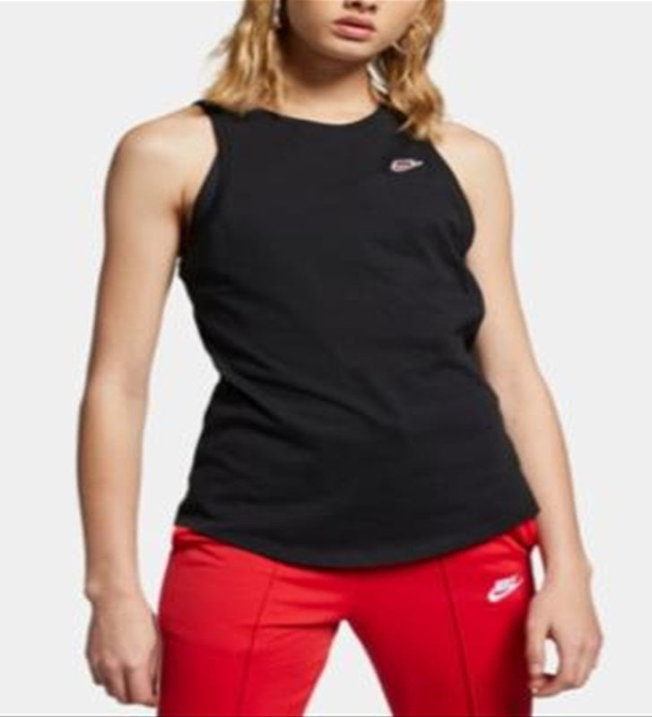 Nike Women's Sportswear Cotton Racerback Tank Top Black Size Small