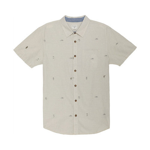 O'Neill Men's Reel Life Short Sleeve Button Down Shirt Brown Size Small