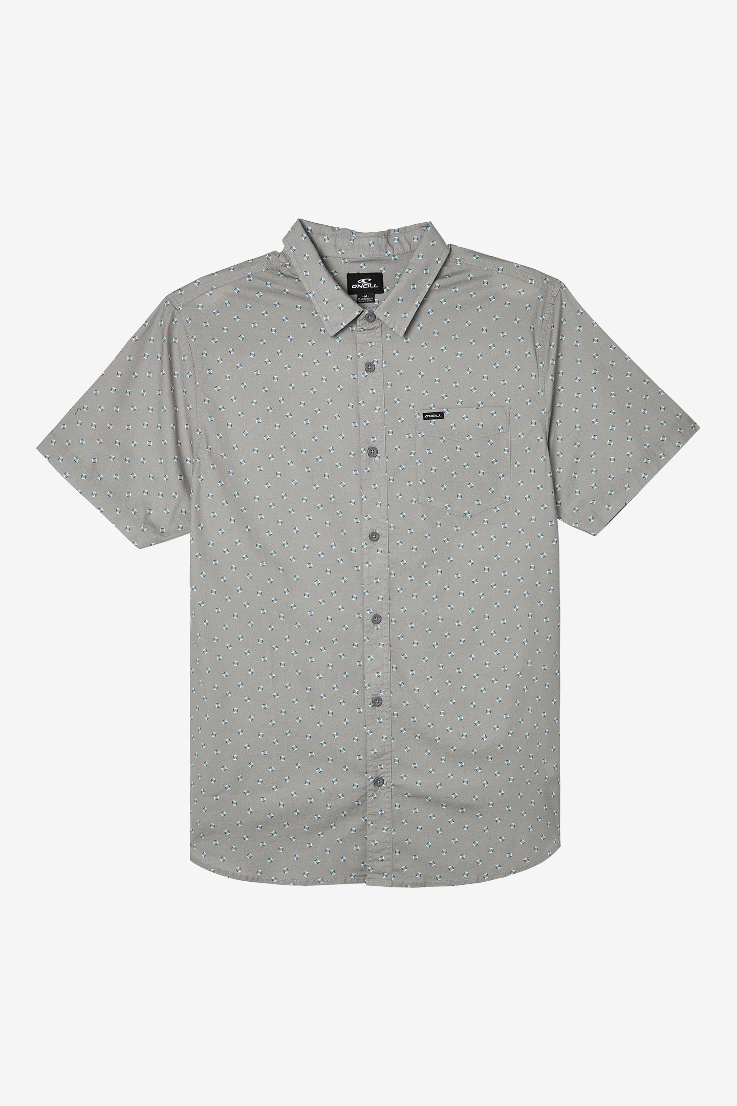 O'Neill Men's Tame Slim Fit Stretch Short Sleeve Button Up Shirt Gray Size Small