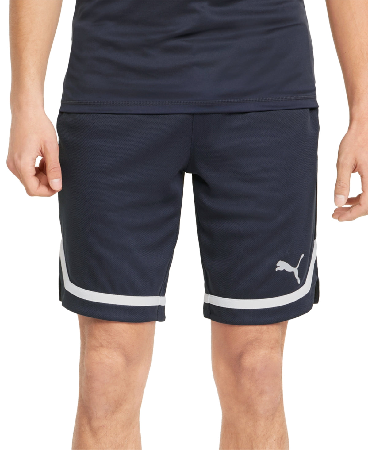 Puma Men's Regular Fit Moisture Wicking Mesh 10 Basketball Shorts Blue Size X-Large