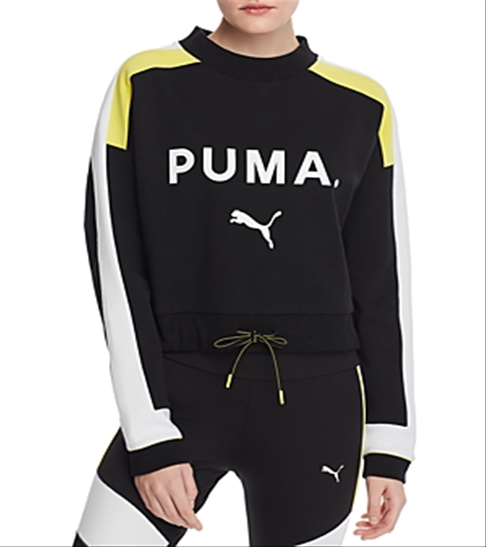 Puma Women's Chase Cropped Sweatshirt Black Size L