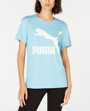 Puma Women's Classics Cotton Logo T-Shirt Blue Size Small