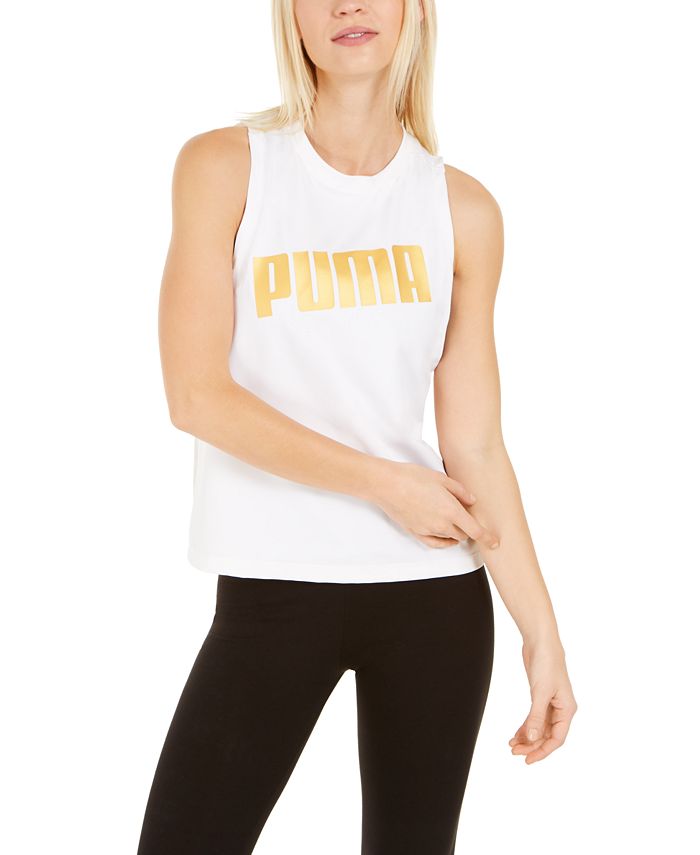Puma Women's Metal Splash Adjustable Tank Top White Size S