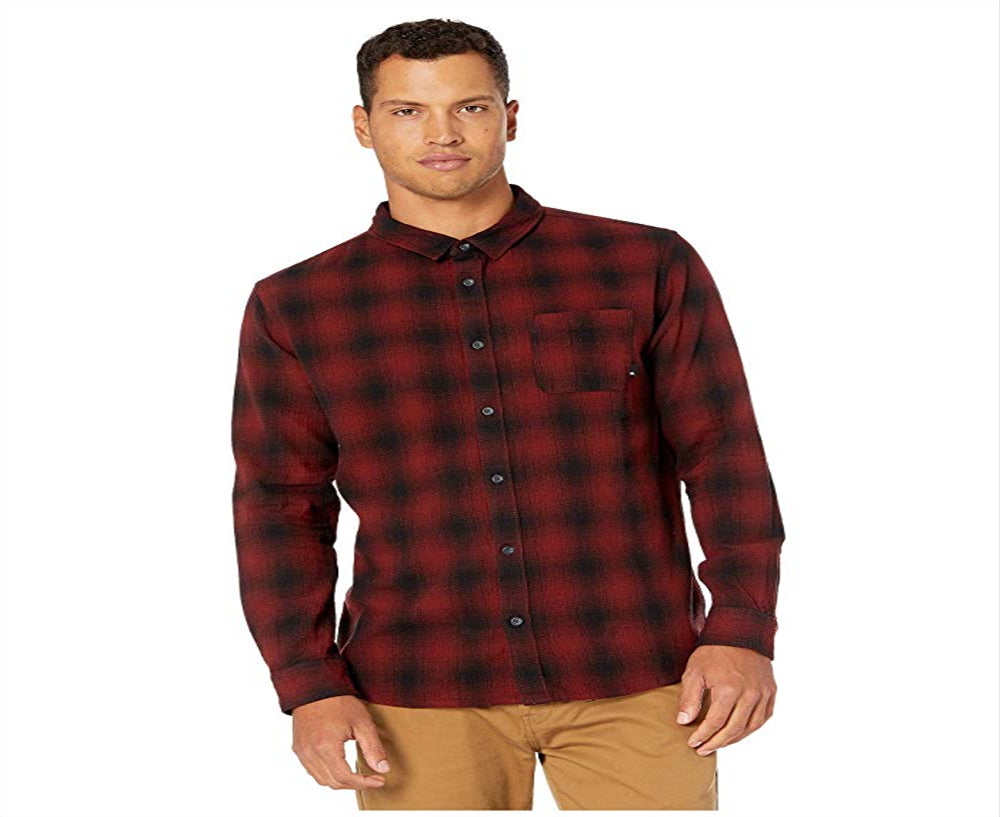 Quiksilver Men's Check Long Sleeve Button Down Shirt Red Size X-Large