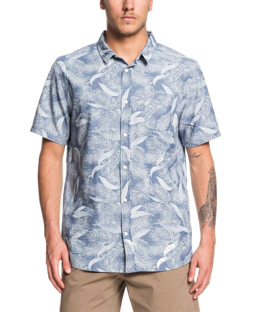 Quiksilver Men's Mountain Ash Short Sleeve Woven Shirt Navy Size Small